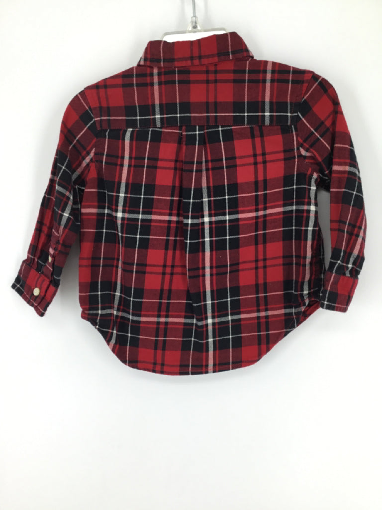 Ralph Lauren Child Size 12 Months Red Plaid Shirt - boys