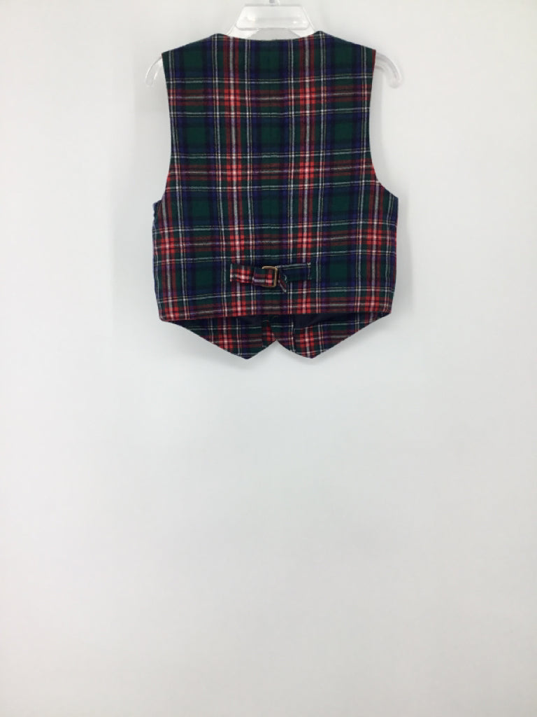 Janie and Jack Child Size 5 Natural Plaid Vest - boys