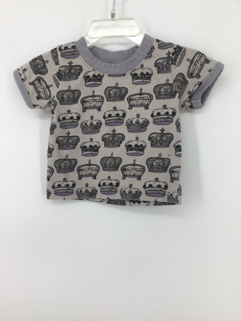 Kate Quinn Organics Child Size 3-6 Months Gray Print T-shirt - boys