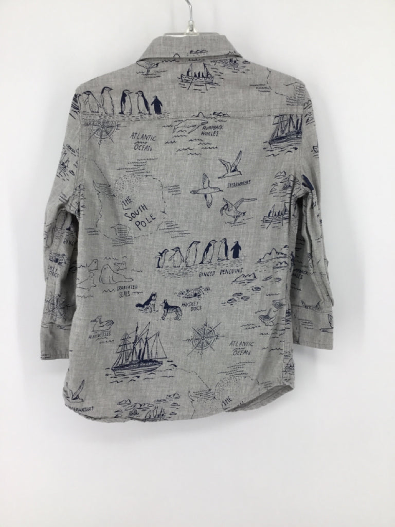 Mini Boden Child Size 3 Gray Print Shirt - boys