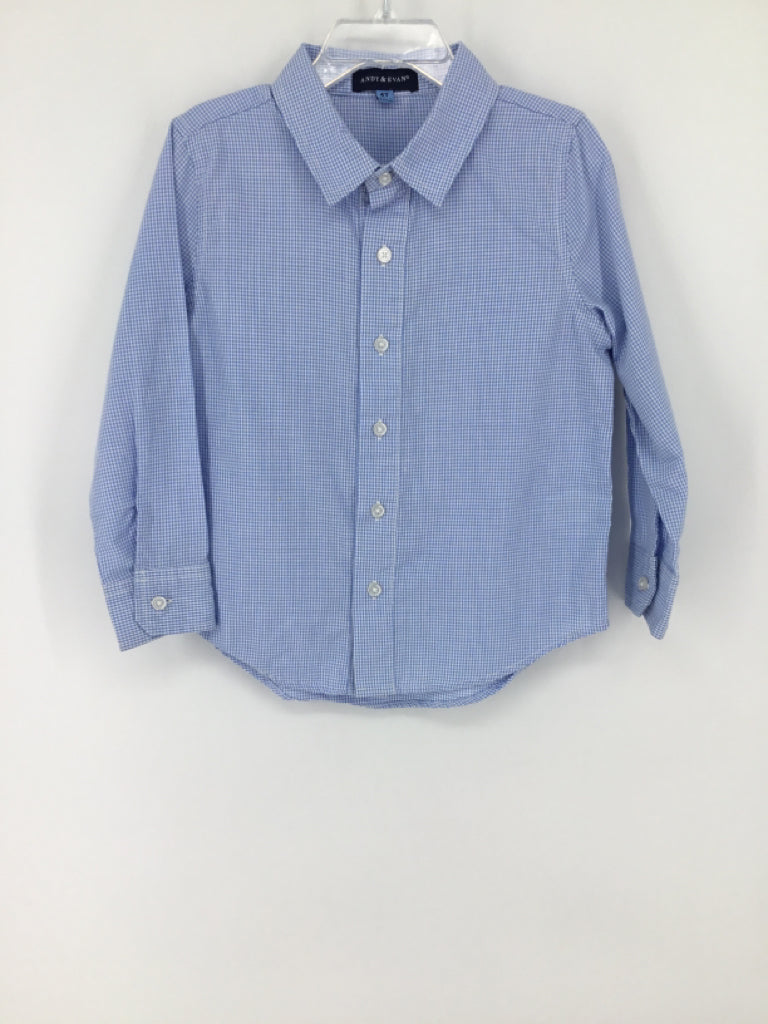 Andy & Evan Child Size 4 Blue Checkered Shirt - boys