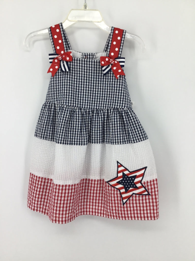 Counting Dasies Child Size 2 Navy Stars & Stripes Dress