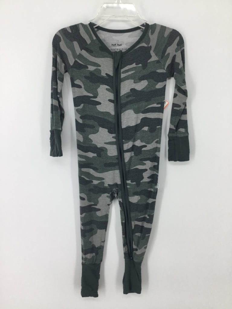 Little Sleepies Child Size 6-12 Months Green Camoflage Pajamas - boys