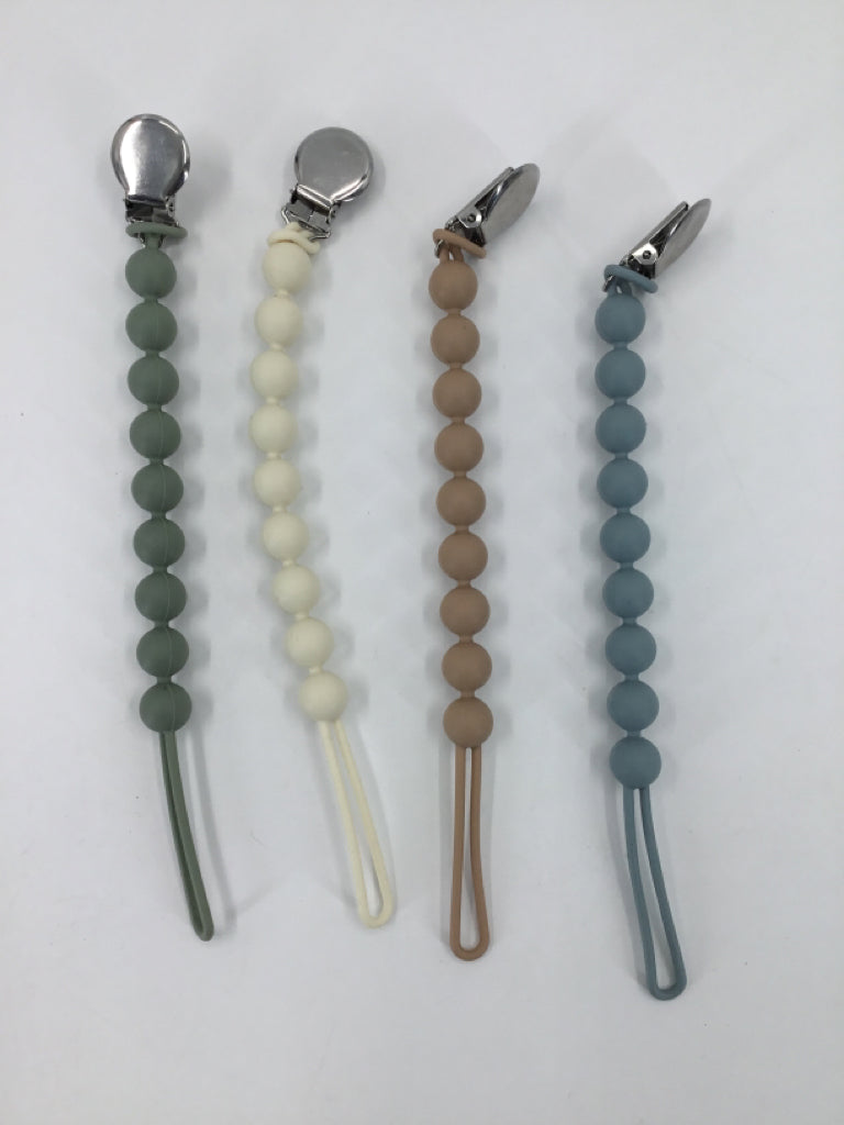 Silicone Beaded Baby Pacifier Clips - 4 pk