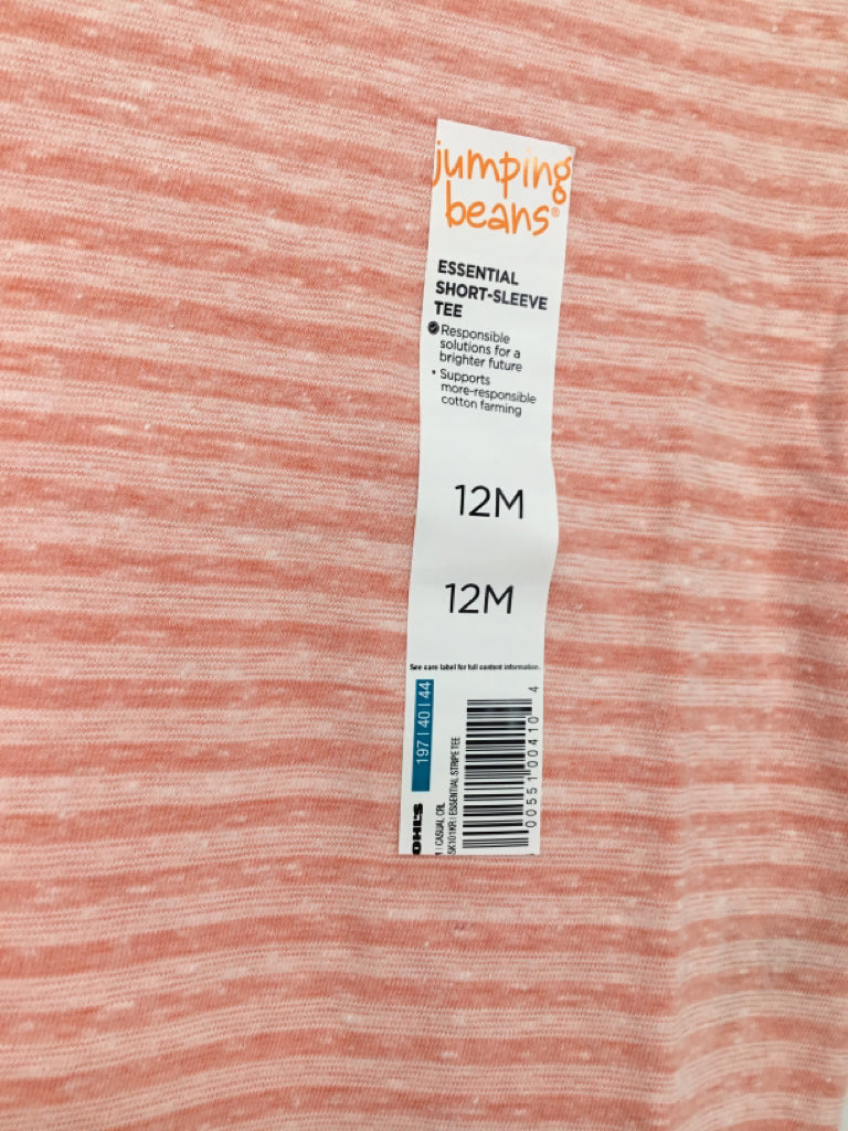 jumping beans Child Size 12 Months Pink Stripe T-shirt - boys