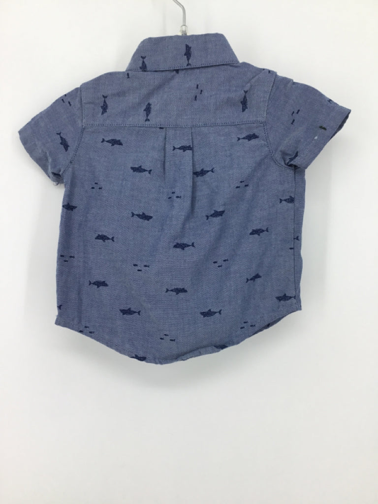 Just One You Made by Carters Child Size 3 Months Blue Sharks Shirt - boys