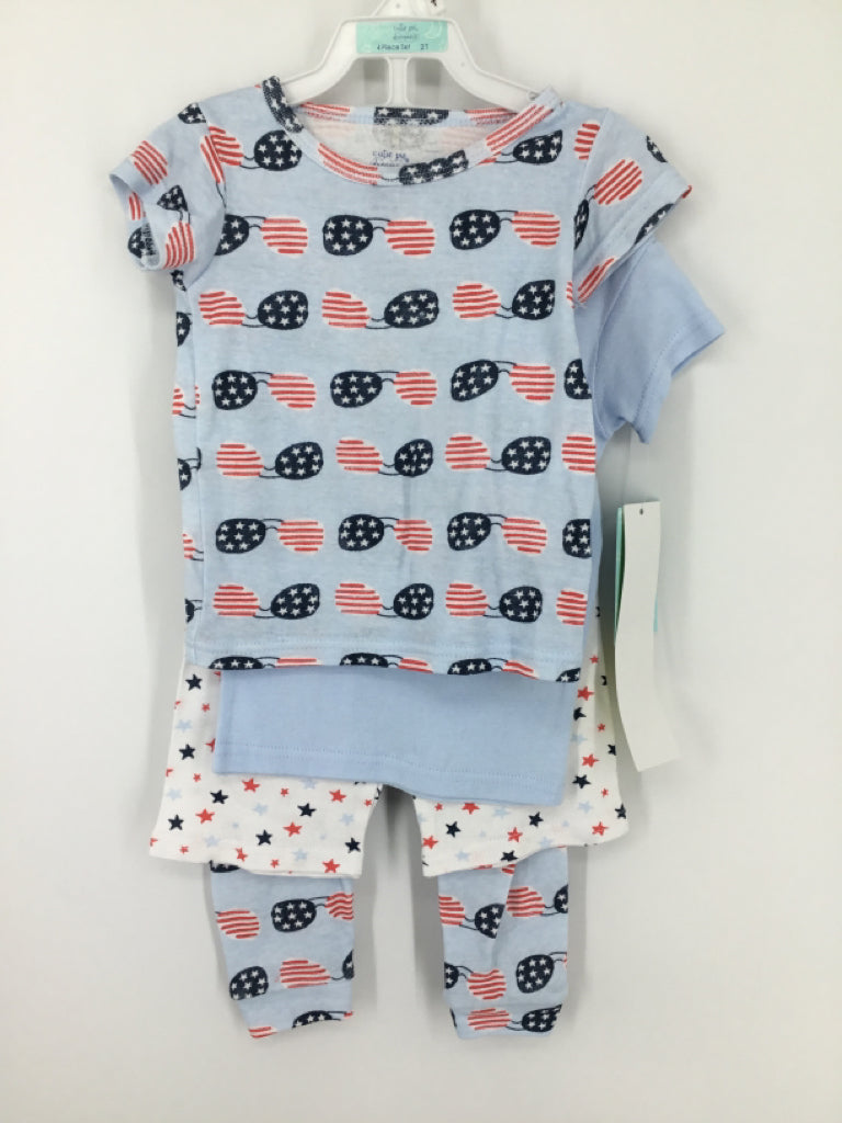 Cutie Pie Dreamers Child Size 2 Blue Stars & Stripes Pajamas