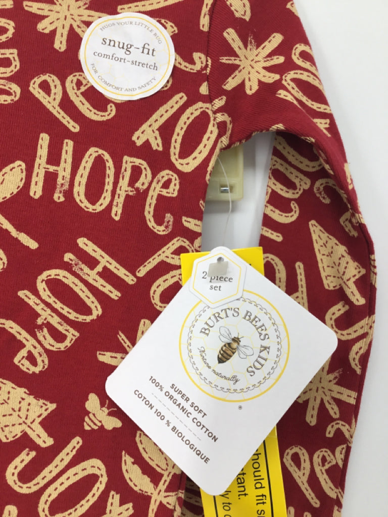 Burt's Bees Baby Child Size 2 Red Christmas Pajamas