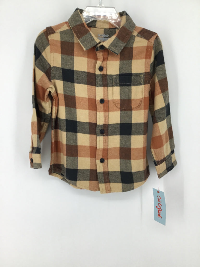 Cat & Jack Child Size 3 Tan Checkered Shirt - boys