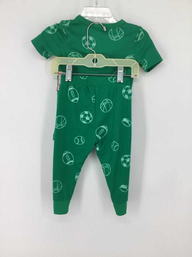 Cat & Jack Child Size 18 Months Green Sports Pajamas - boys