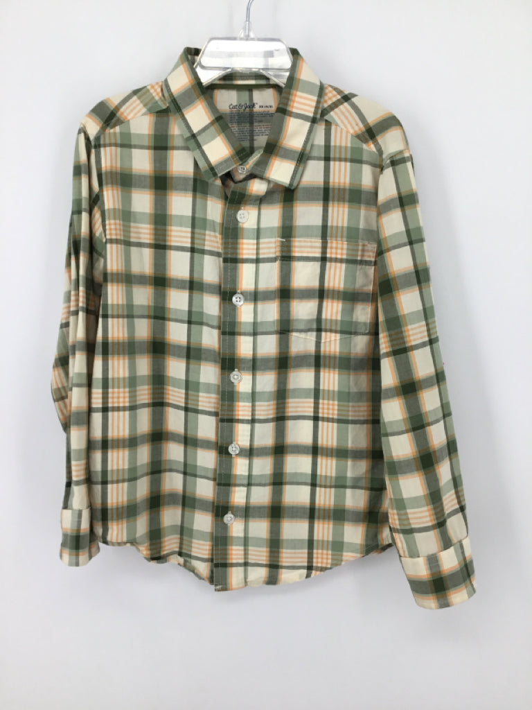 Cat & Jack Child Size 4 Green Plaid Shirt - boys