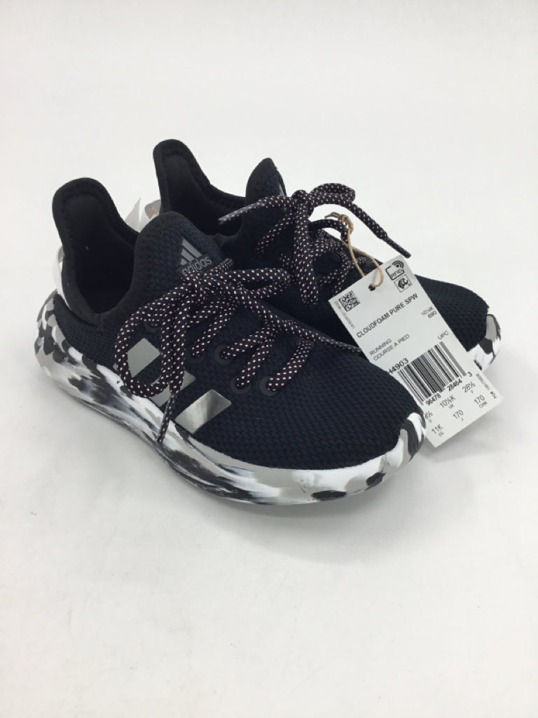 Adidas Cloudfoam Child Size 11 Black Sneakers