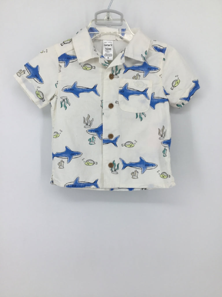 Carter's Child Size 12 Months White Sharks Outfit - boys