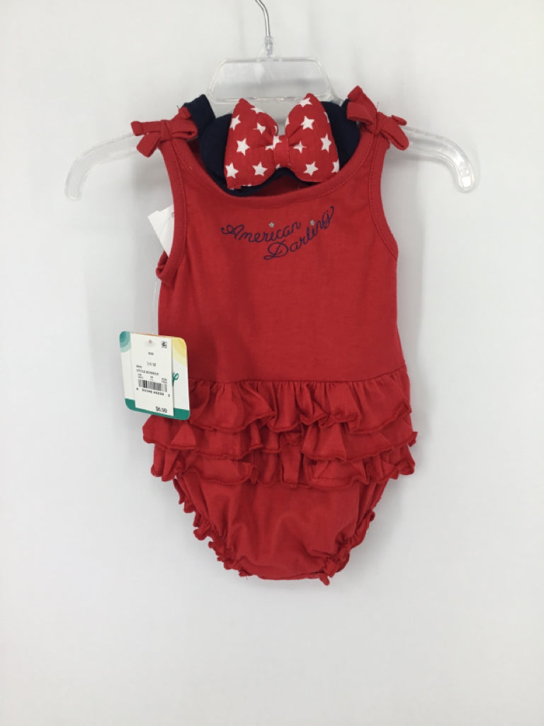 Disney Child Size 3-6 Months Red Stars & Stripes Outfit