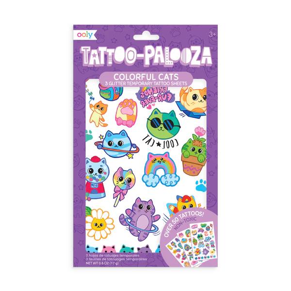 Ooly - Colorful Cats Temporary Glitter Tattoos