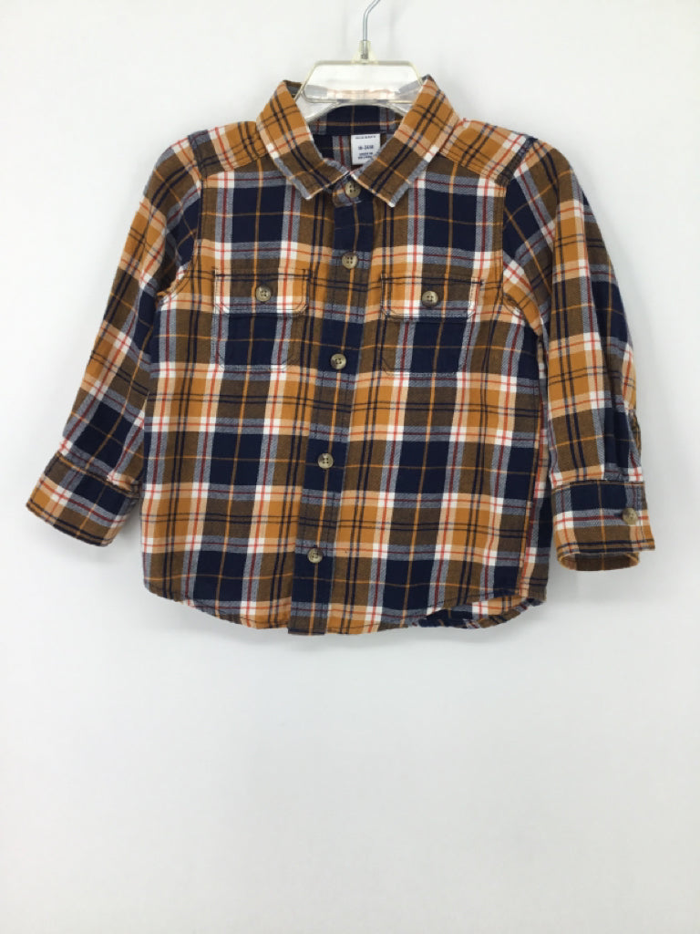 Old Navy Child Size 18-24 Months Navy Plaid Shirt - boys