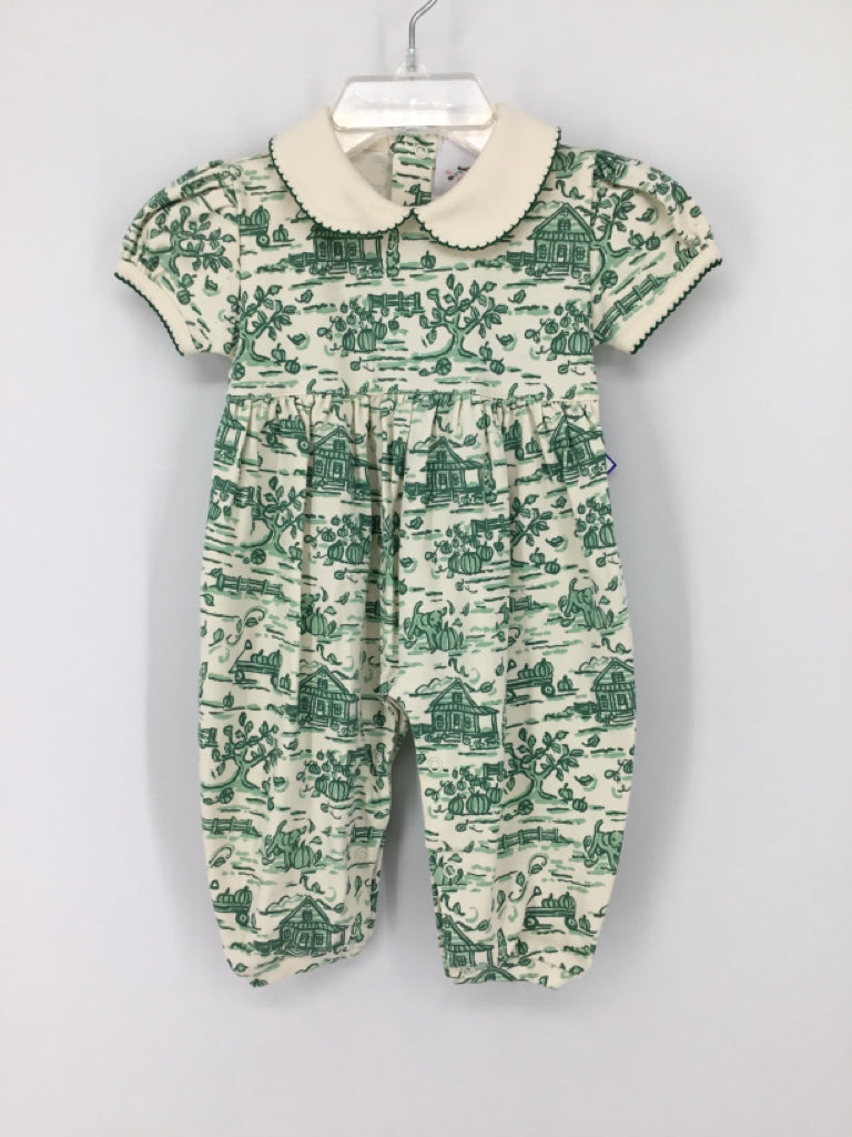 Maddie & Connor Child Size 0-3 Months Green Print Outfit - boys