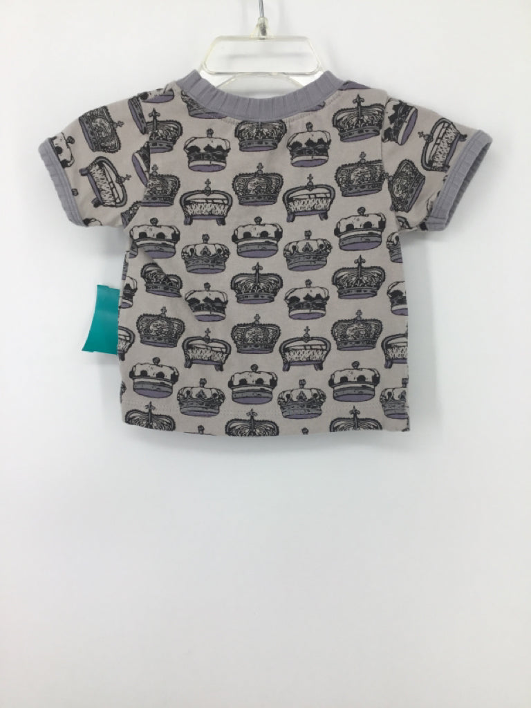 Kate Quinn Organics Child Size 3-6 Months Gray Print T-shirt - boys