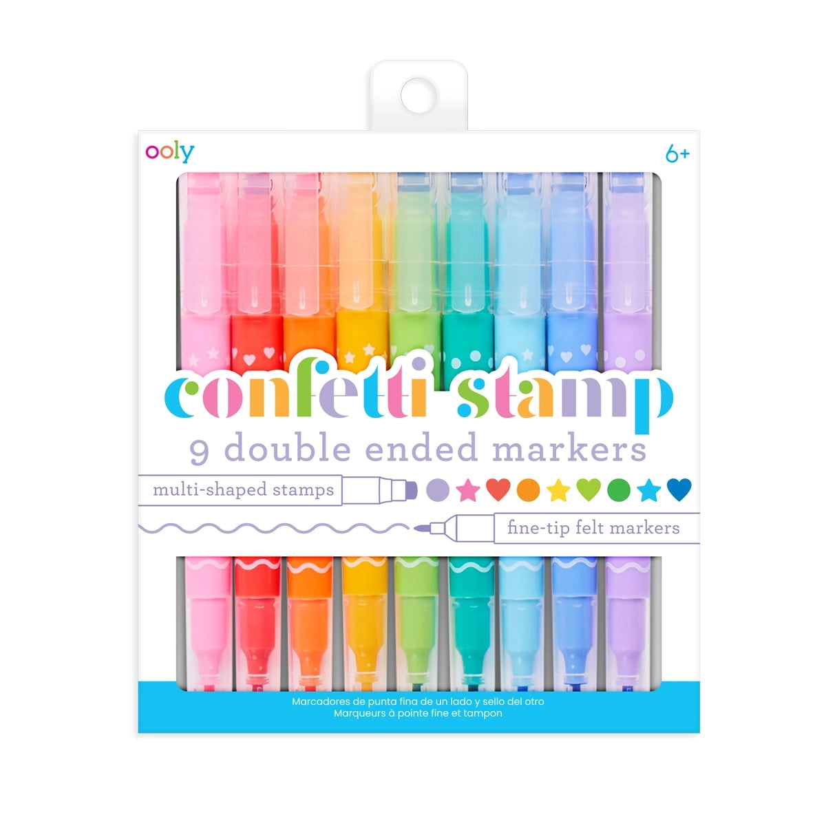 Ooly - Confetti Stamp Double-Ended Markers (Set of 9)
