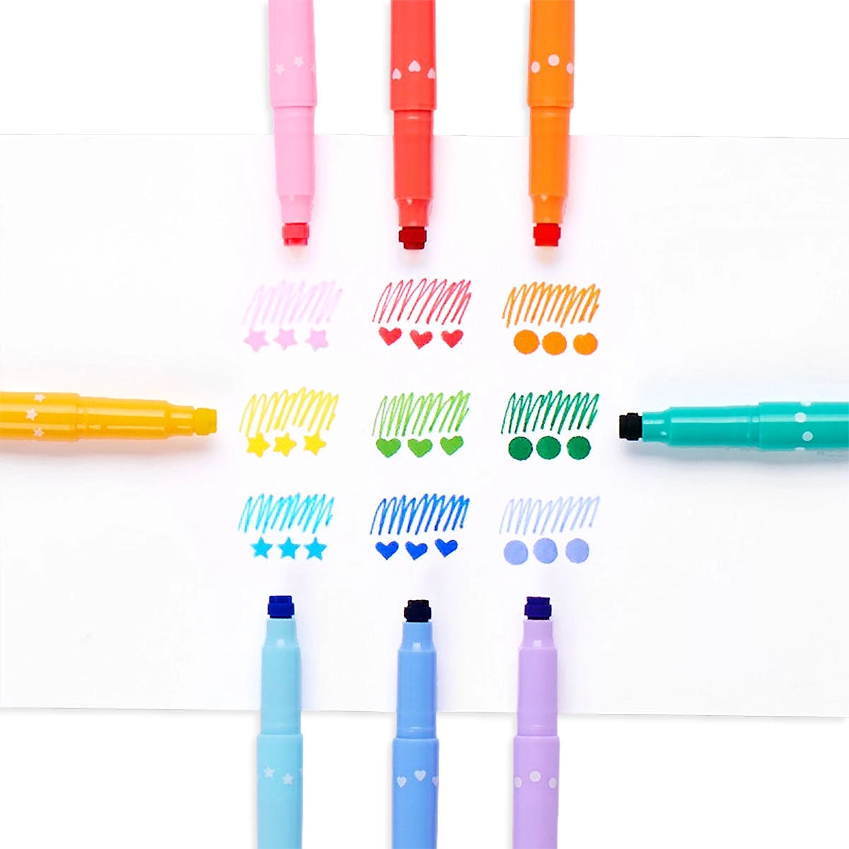 Ooly - Confetti Stamp Double-Ended Markers (Set of 9)