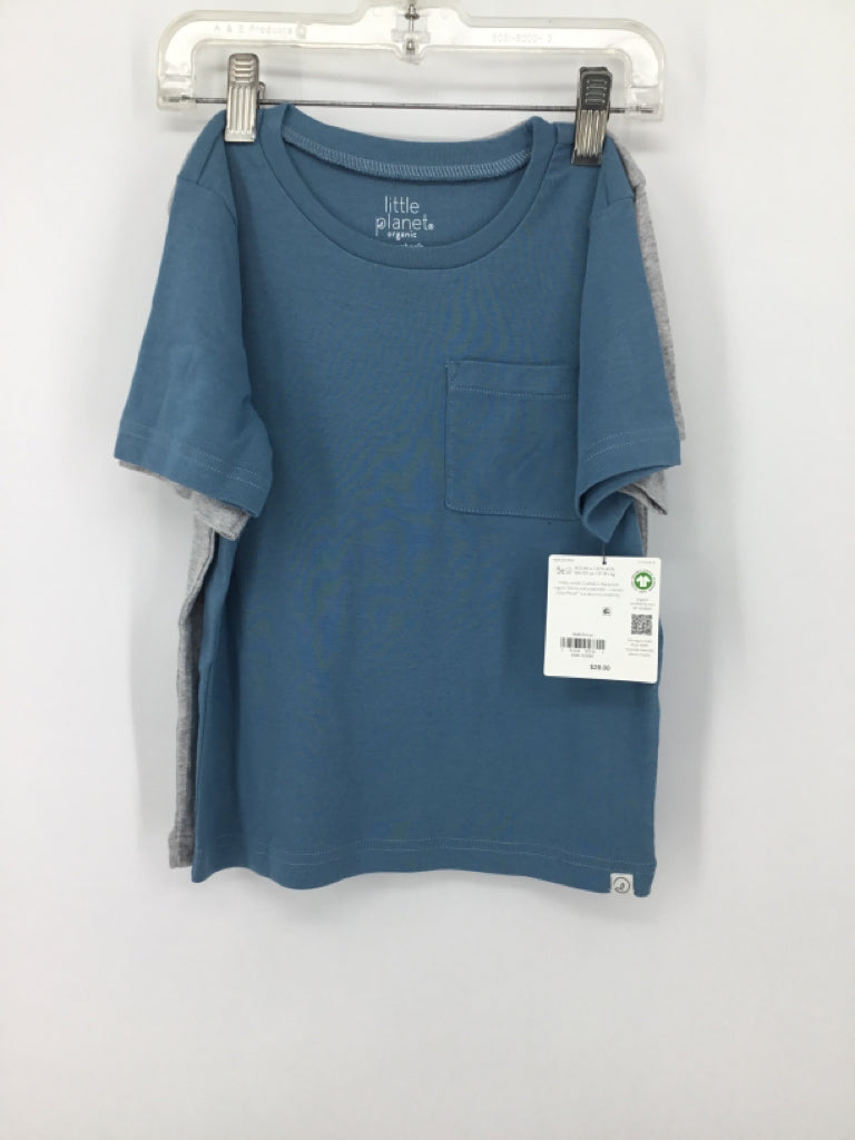 Little Planet Child Size 5 Blue Solid T-shirt - boys