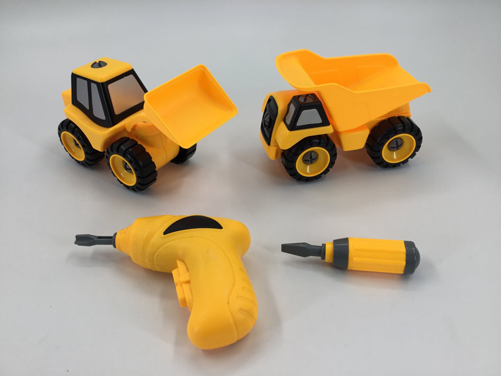 Take Apart Construction Vehicles with drill & screwdriver