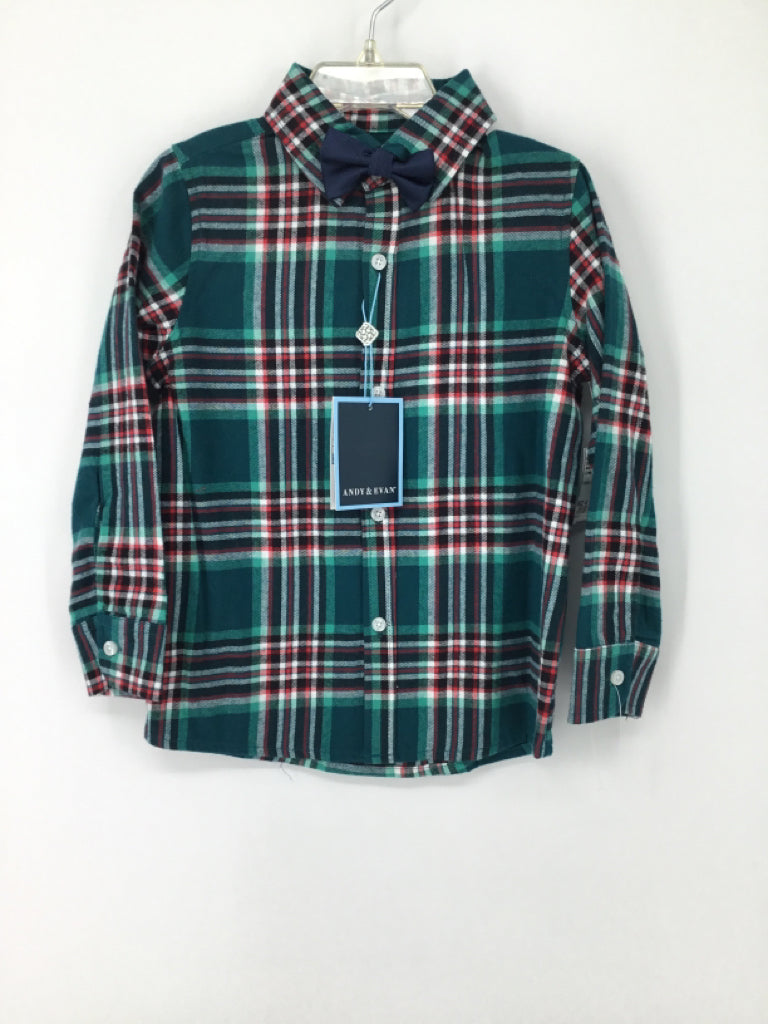 Andy & Evan Child Size 4 Green Plaid Shirt - boys