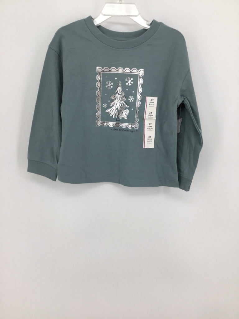 Cat & Jack Child Size 3 Blue Christmas T-Shirt