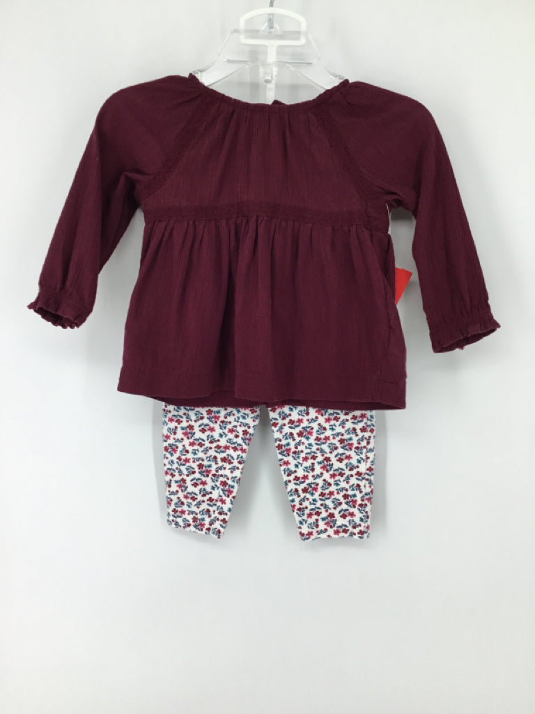Carter's Child Size 6 Months Burgundy Outfit - girls
