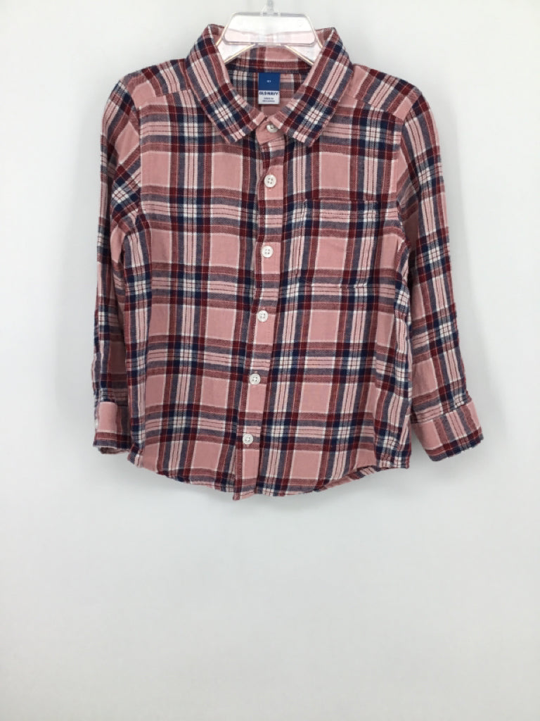 Old Navy Child Size 4 Pink Plaid Shirt - boys