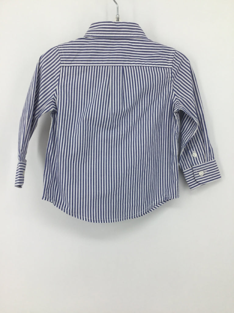 Janie and Jack Child Size 12-18 Months Blue Stripe Shirt - boys
