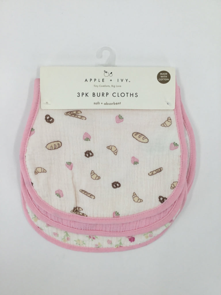 Apple + Ivy Pink 3 Pack Burp Cloth Set