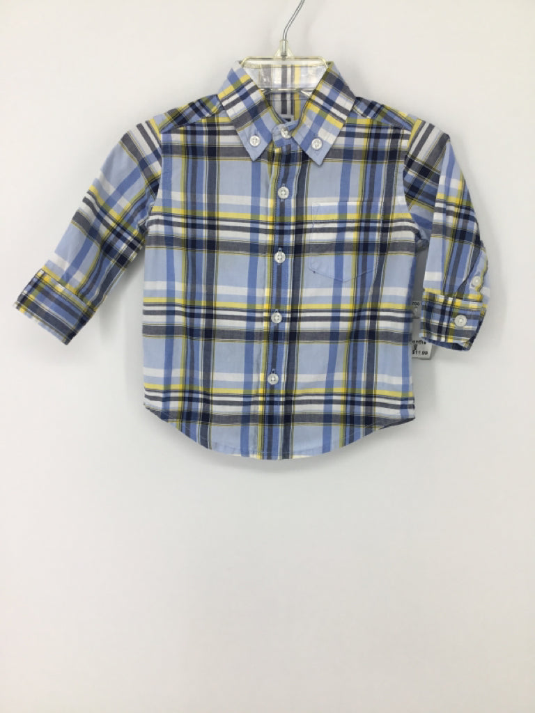 Janie and Jack Child Size 3-6 Months Blue Plaid Shirt - boys