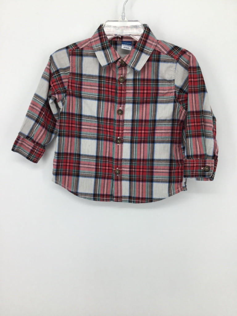 Old Navy Child Size 12-18 Months Red Plaid Shirt - boys