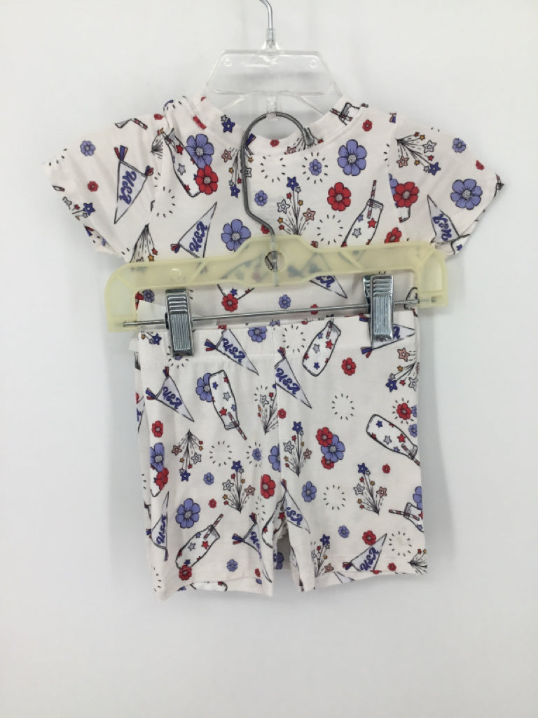Dreamy Zzz Child Size 12-18 Months White Stars & Stripes Pajamas