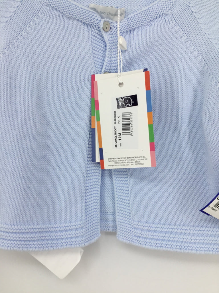 Nan Con Chocolate Child Size 12 Months Blue Solid Sweater - boys