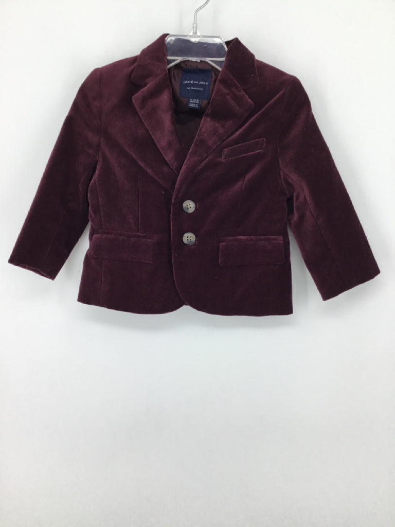 Janie and Jack Child Size 12-18 Months Burgundy Solid Blazer - boys