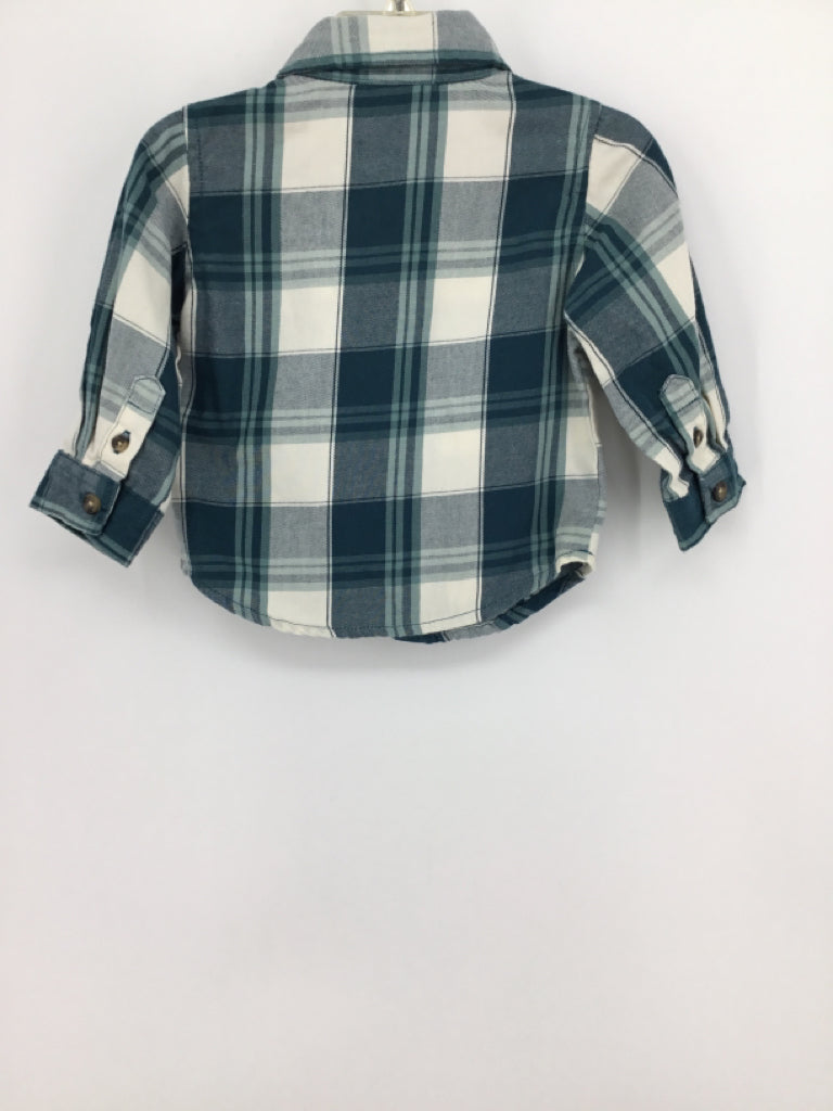 Wrangler Child Size 12 Months Teal Plaid Shirt - boys