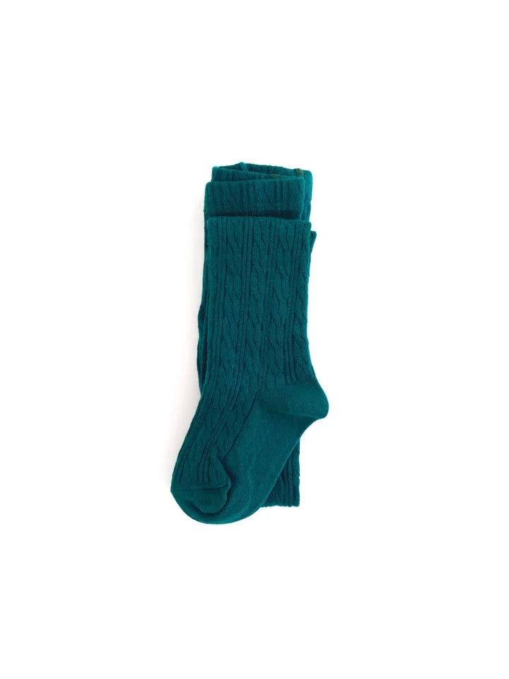 The Little Stocking Co - Cable Knit Tights - Deep Teal