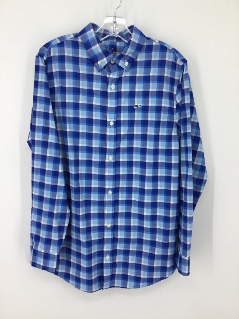 vineyard vines Child Size 12 Blue Checkered Shirt - boys