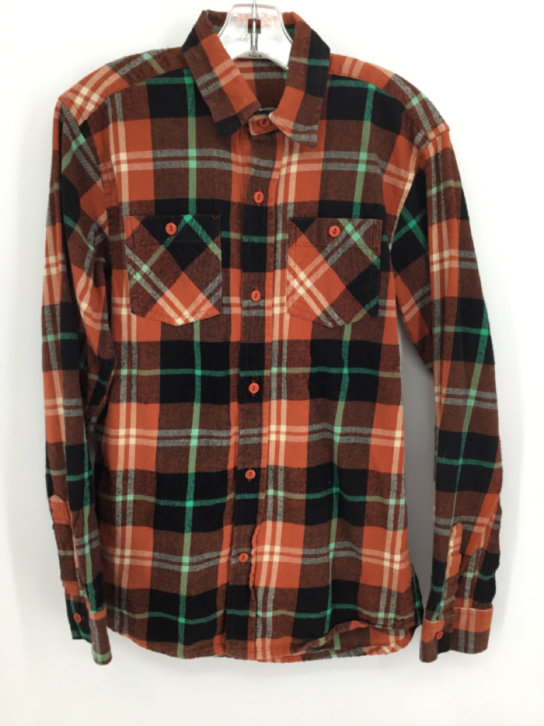 Wes and Willy Child Size 10 Orange Plaid Shirt - boys