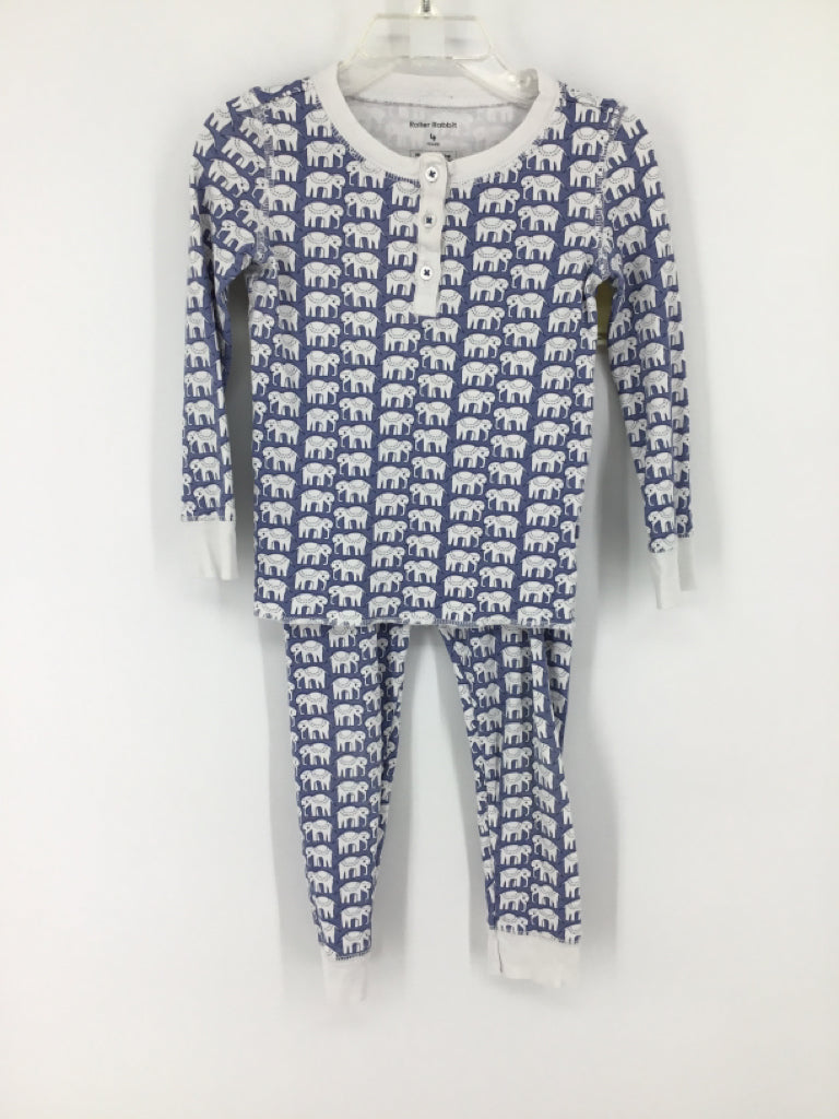 Roller Rabbit Child Size 4 Blue Print Pajamas - boys