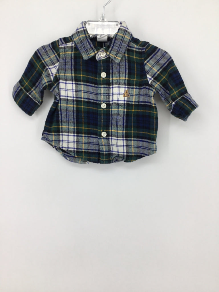 Baby Gap Child Size 0-3 Months Green Plaid Shirt - boys
