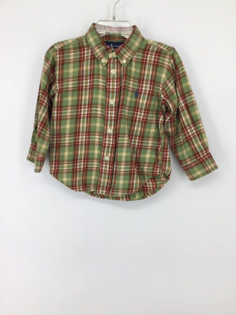Ralph Lauren Child Size 18 Months Green Plaid Shirt - boys