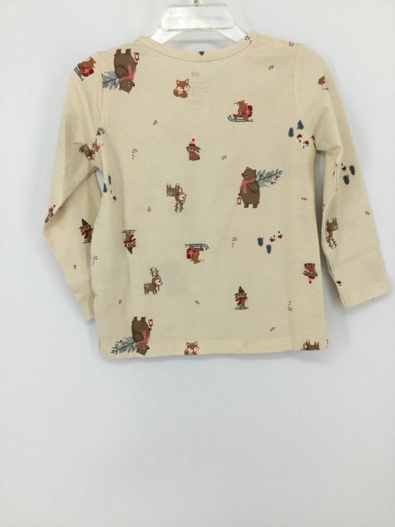 H & M Child Size 2 Cream Christmas T-Shirt