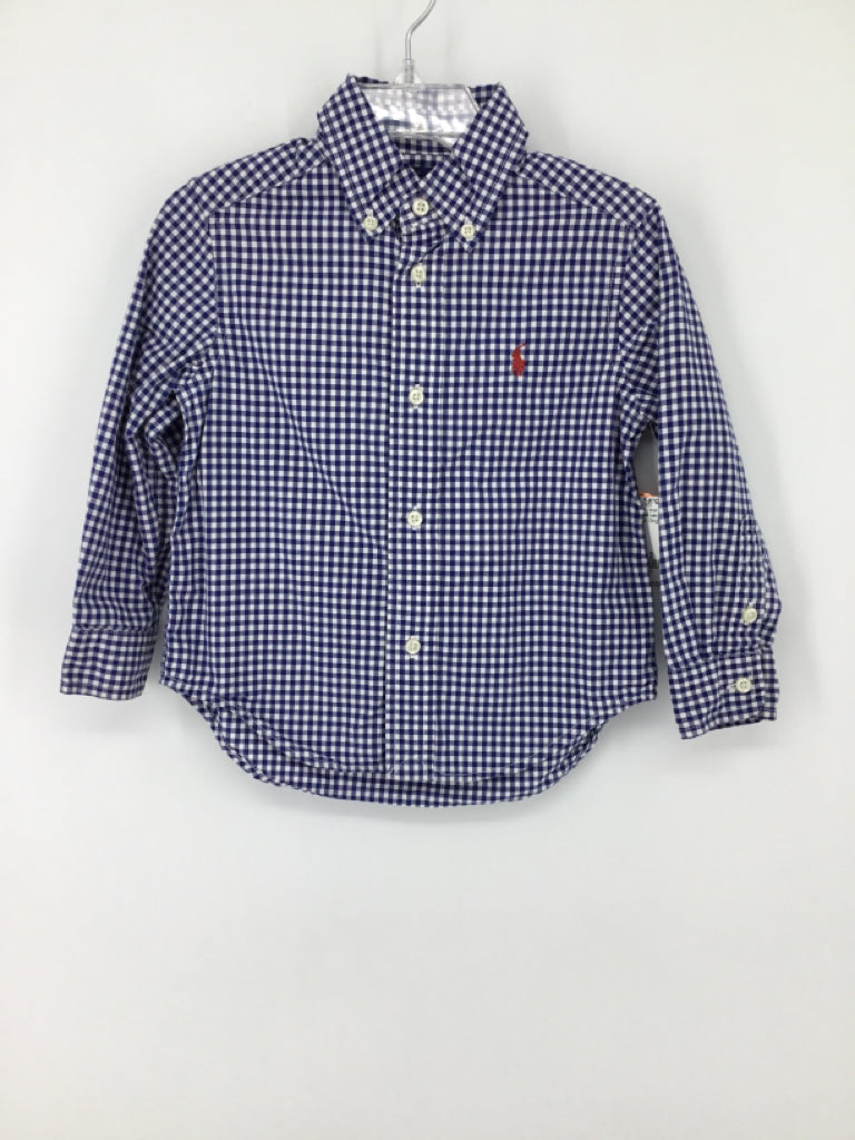 Ralph Lauren Child Size 2 Blue Gingham Shirt - boys