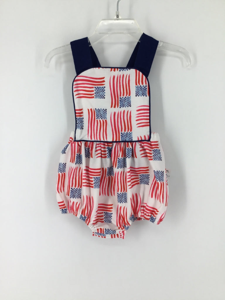 Southern Sass Smocks Child Size 12 Months Red Stars & Stripes Outfit