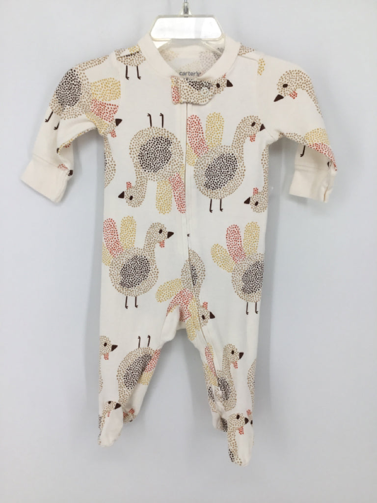 Carter's Child Size 3 Months White Thanksgiving Sleeper