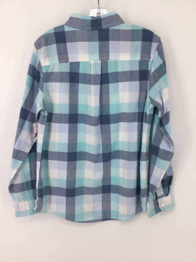 Cat & Jack Child Size 12 Blue Gingham Shirt - boys