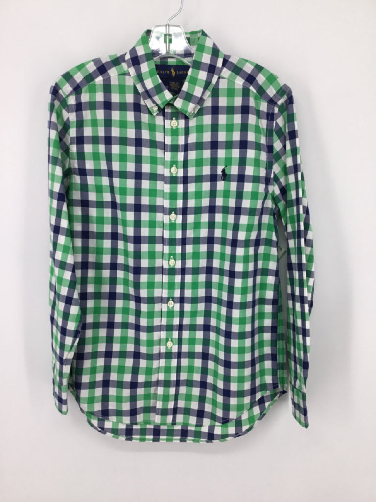Ralph Lauren Child Size 10 Green Gingham Shirt - boys